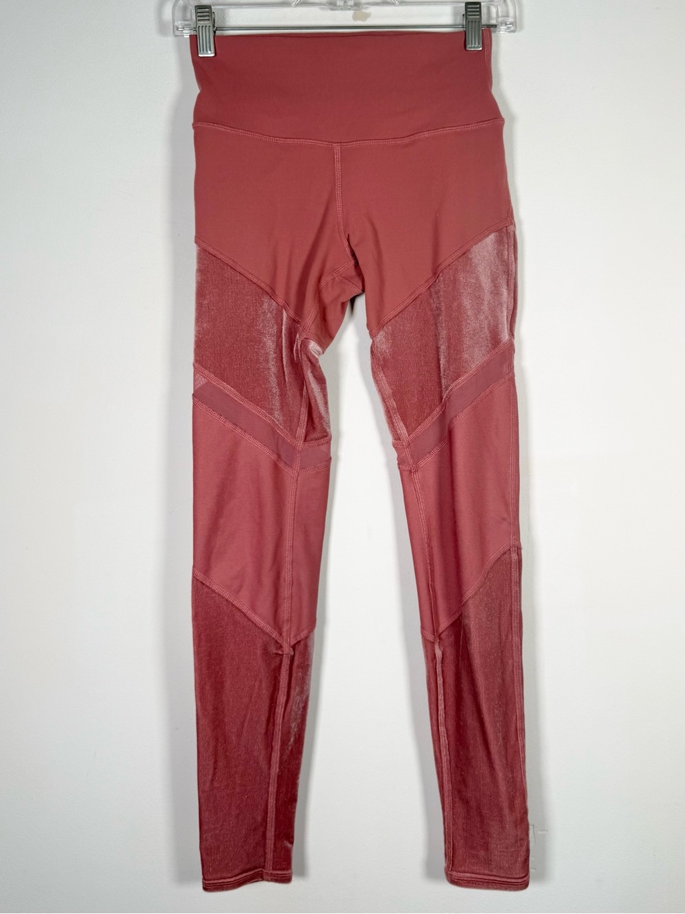 Alo Yoga Women’s Size Small Pull On Luxe Sheila Leggings Mesh Velvet Accents